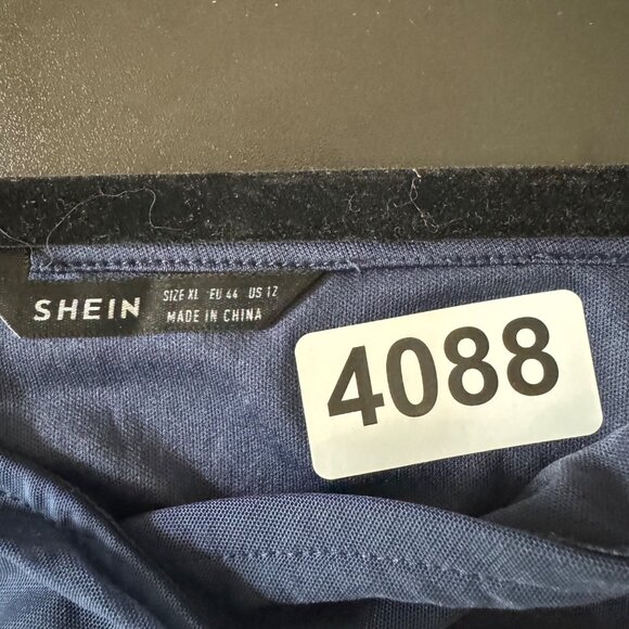 🟣 SHEIN Womens Blue Ruched Side Long Sleeve Dress Size Extra Large - Picture 4 of 7